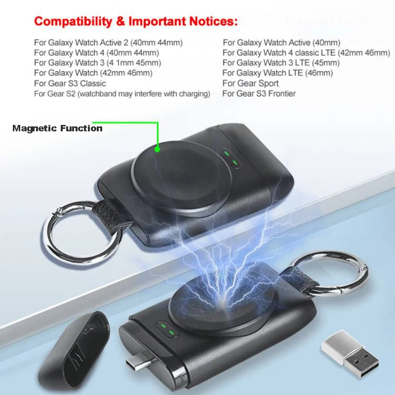charger for galaxy watch active 2 1400mah power bank wireless charging for samsung galaxy watch 34 gear s3 portable magnetic free global shipping