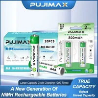 pujimax 20pcsboxed aaa nimh rechargeable batteries 800mah 1 2v battery for flashlight calculator electronic scale safe durable