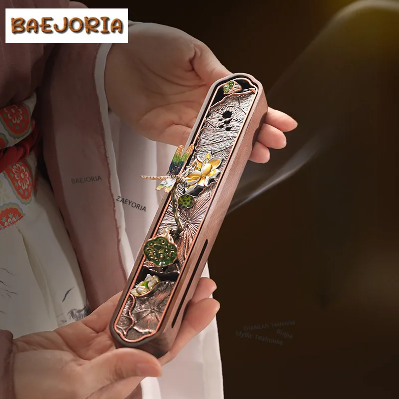 Фото Подставка для благовоний из орехового дерева в форме стрекозы, для медитации, аксессуары для чайных церемоний, украшения №2