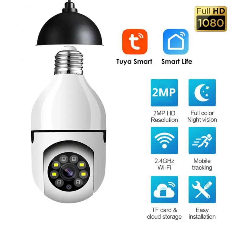 

Tuya Wifi IP Camera Home Security Alarm Light Bulb Camera Surveillance Remote Viewing Motion Detection Night Vision Camera