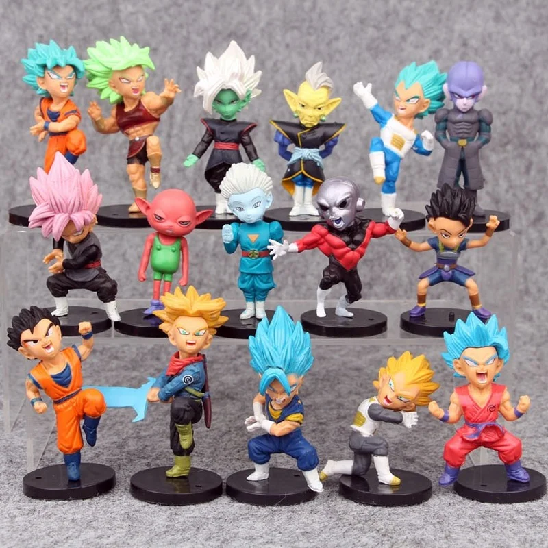 

16pcs/set 8cm Anime Figure Dragon Ball Vegeta Gogeta Gotenks Freeza Sayajins PVC Action Figure Ornament Christmas Birthday Gift