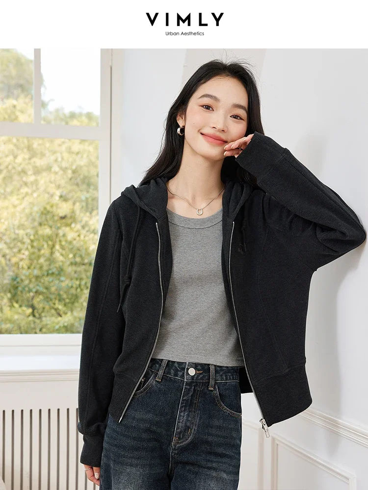 Куртка женская офисная с капюшоном на молнии длинным рукавом