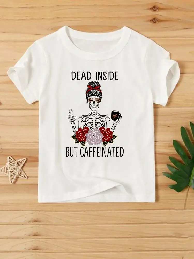 

Футболка женская кофейная с коротким рукавом, модная одежда с принтом в стиле 90-х, топ с графическим принтом, мультяшная одежда