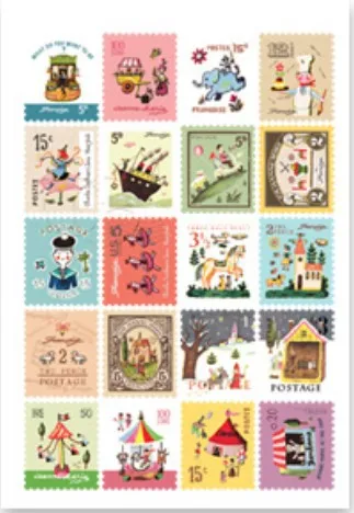 

4sheets/lot Creative cartoon style stamp Paper Stamp Sticker Decoration Decal Diary Album Scrapbooking Seal Stationery Sticker