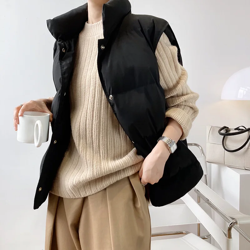 2022 Down Cotton Vest Women's Short Autumn and Winter Loose Outer Wear Cotton Vest Cotton Vest Jacket