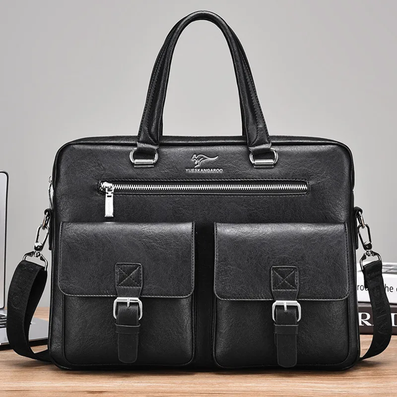 Business Men's Briefcase Vintage PU Leather Handbag Multifunction Male Shoulder Messenger Bag Large Capacity Laptop Bag