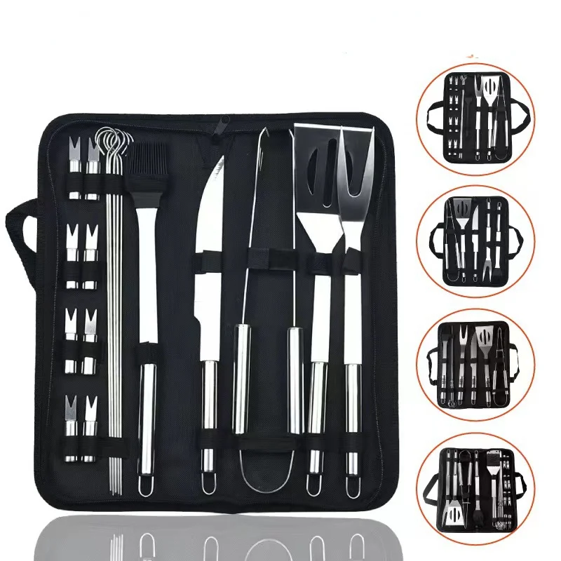 

Специальные инструменты для барбекю, набор из нержавеющей стали для гриля, Комбинированные Инструменты для барбекю, набор для барбекю на открытом воздухе, набор для гриля