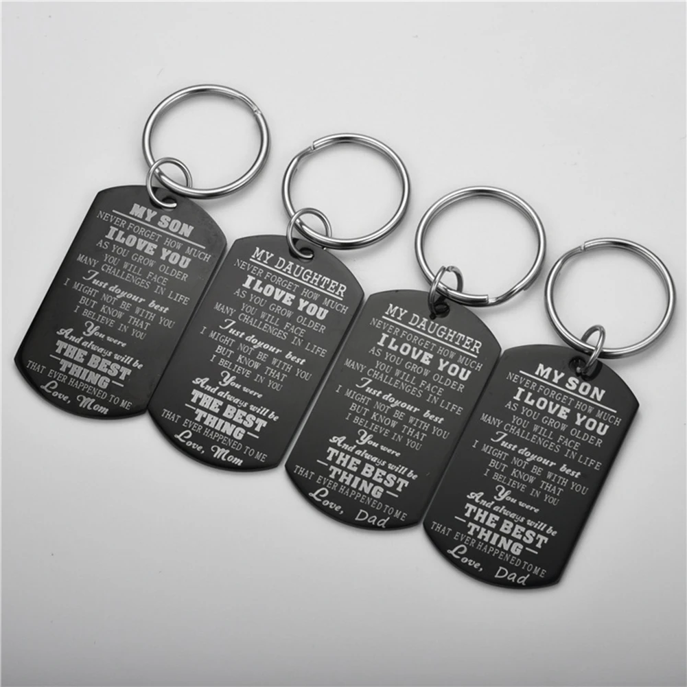 

Creative Stainless Steel Letters Tag Pendant Necklace Daughter Son Dad Mon Classic Texture Delicate Design Clavicle Chain