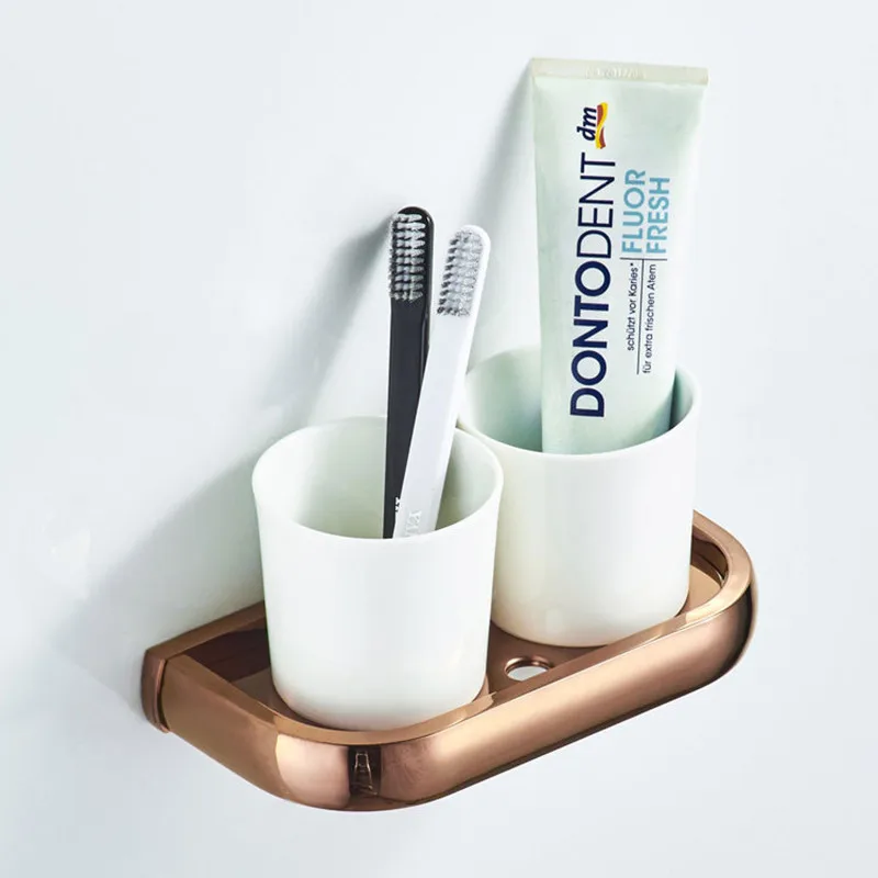 Розово-Золотой держатель для зубной щетки чашка набор двойной