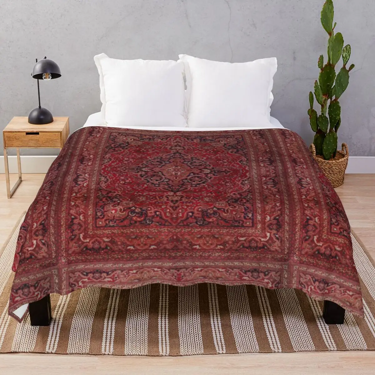 Antique Persian Rug Blanket Flannel Decoration Comfortable Throw Blankets for Bed Sofa Camp Cinema