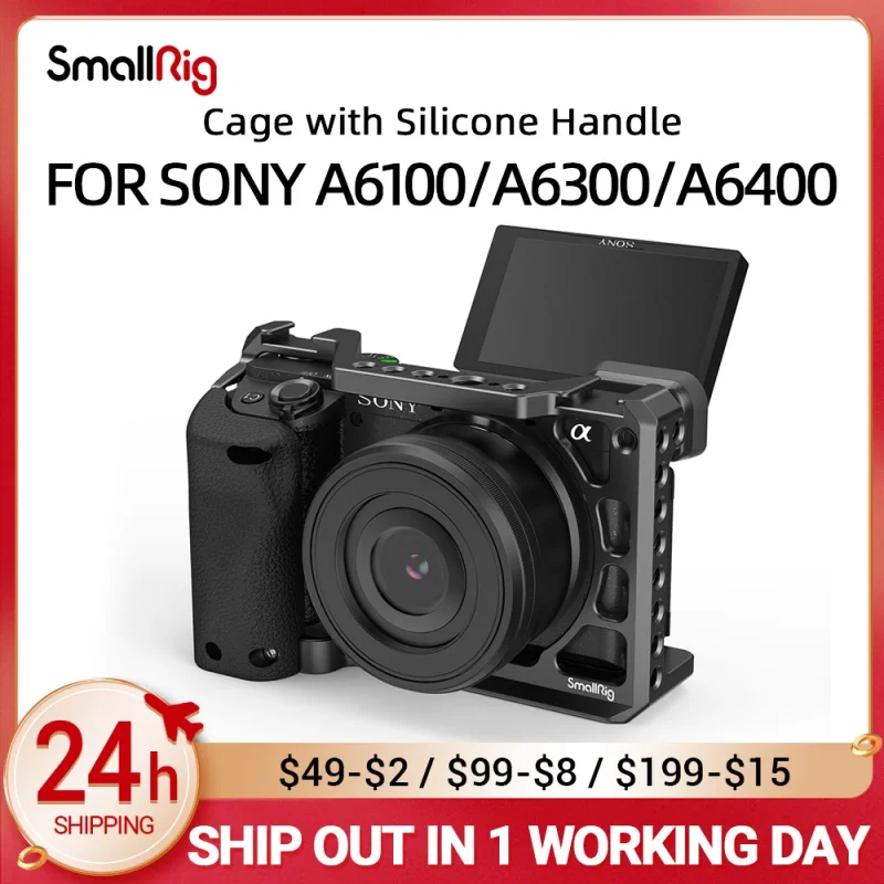 

SmallRig DSLR sony a6400 Camera Cage rig with Silicone Handgrip Handle & Cold Shoe for Sony A6100/A6300/A6400 Camera 3164