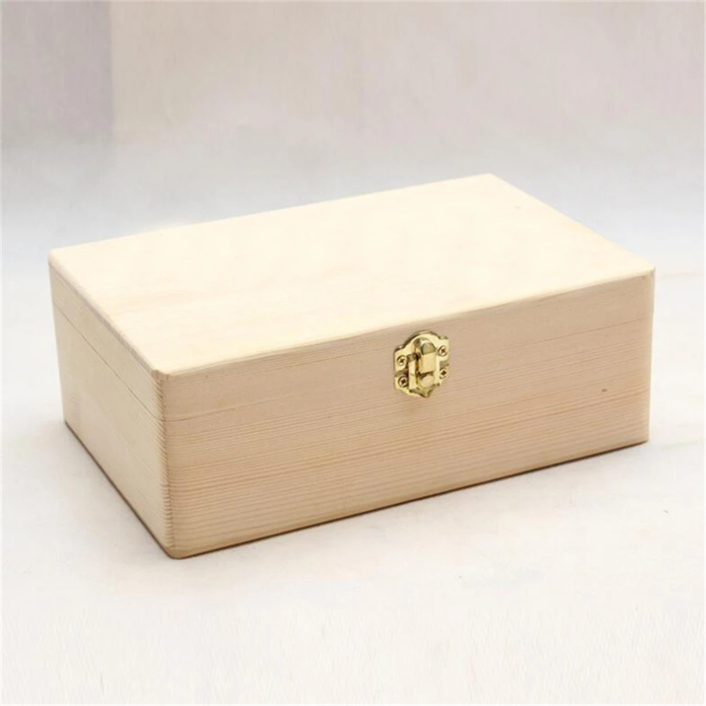 

Home Storage Box Wooden With Lid Golden Lock Postcard Organizer Handmade Craft Jewelry Case Wooden Box Casket Best Sale