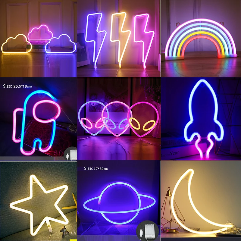 

Wholesale Led Neon Light Neon Sign for gaming Room Home bedroom Decoration Mood Light Colorful Lamp Starry Sky Children's Gift