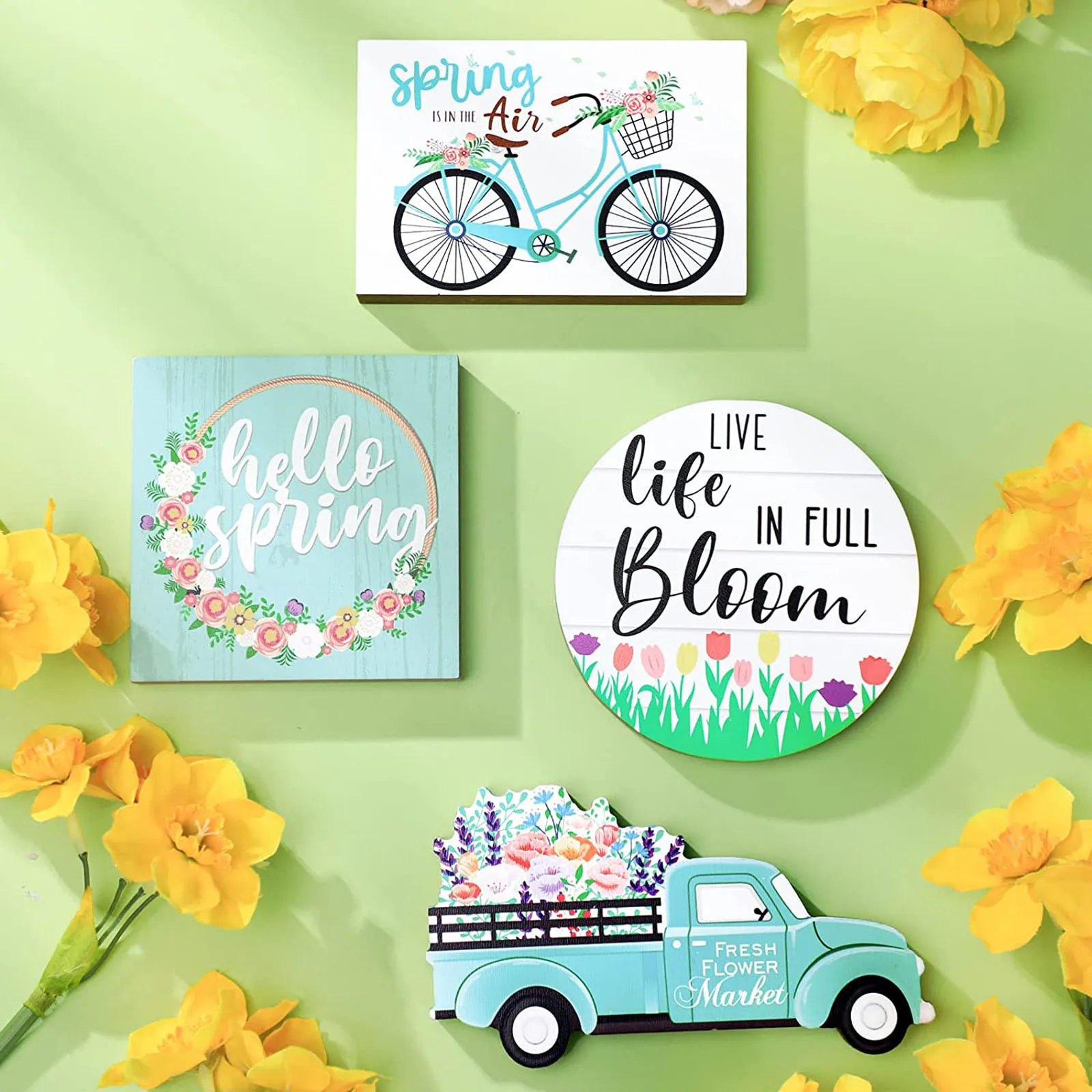 Весенний многоярусный поднос плоские украшения мини деревянный декор кухонный