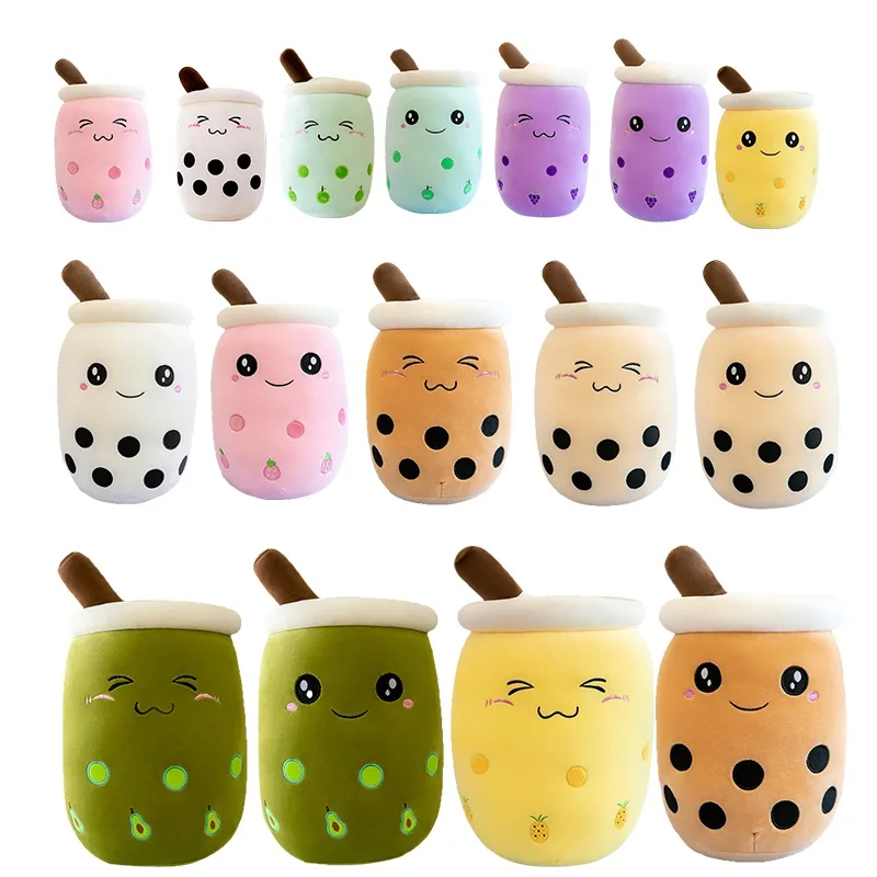 

New Cute Cartoon 24cm Bubble Milk Tea Plush Toy Plushie Brewed Boba Stuffed Cylindrical Body Pillow Cup Shaped Pillow Kids Gifts