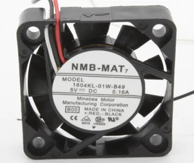 NMB-MAT 1604KL-01W-B49 DC 5V 0.16A 40x40x10mm 3-Wire Server Cooling Fan
