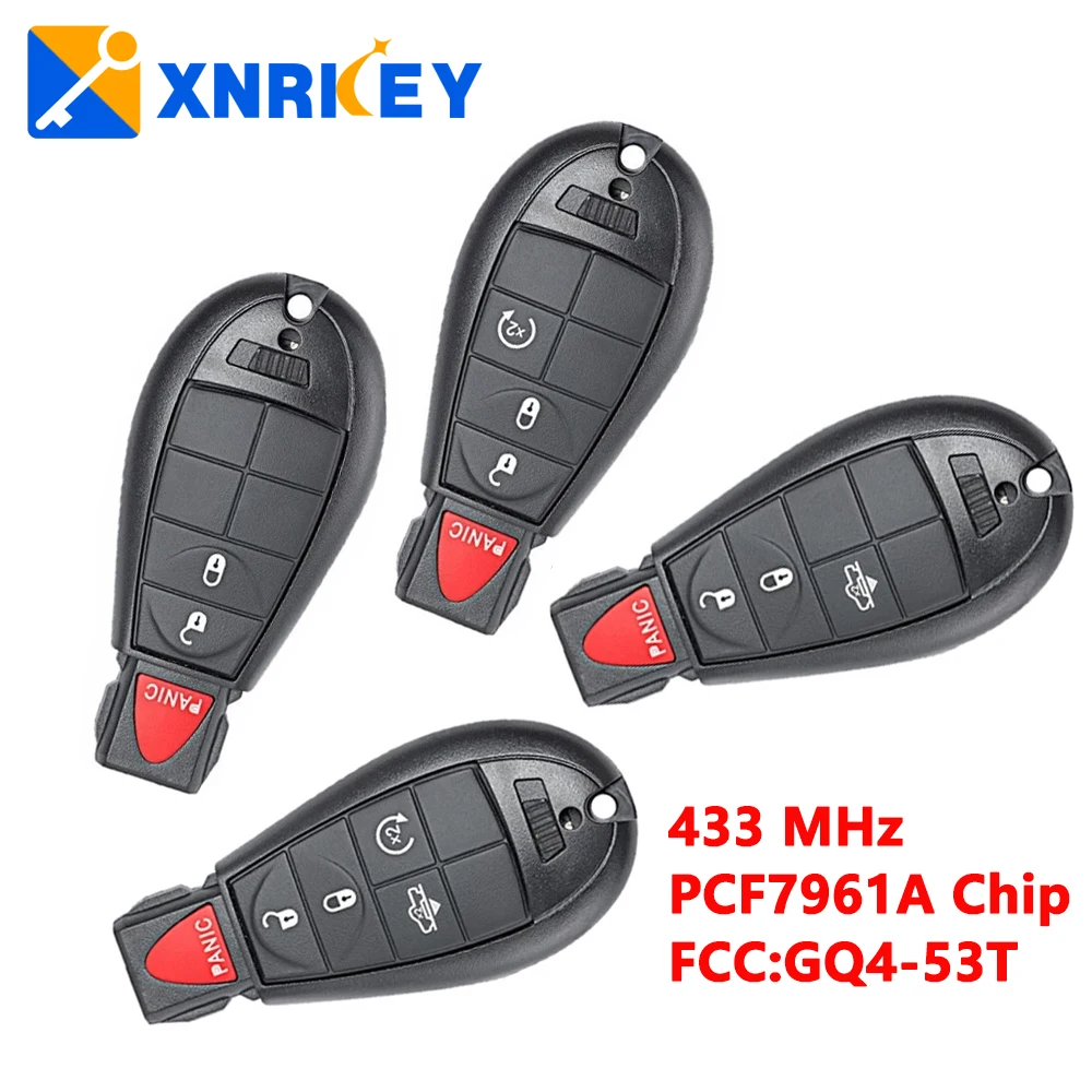 

XNRKEY 2+1/ 3+1 4 5 BTN Remote Key Fobik Fob for Jeep Cherokee Dodge RAM 1500 2500 3500 4500 433MHz PCF7961A / 4A Chip GQ4-53T
