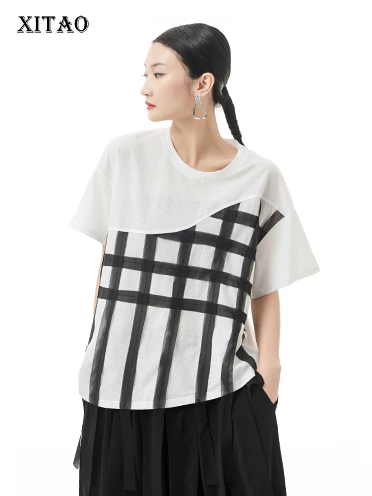 

XITAO Patchwork Casual T-Shirt Women Korea 2022 Summer New Personality Fashion Loose O-neck Short Sleeve T-Shirt WMD5851