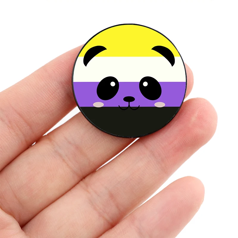 

Nonbinary Pride Panda Pin Custom cute Brooches Shirt Lapel teacher tote Bag backpacks Badge Cartoon gift brooches pins for women