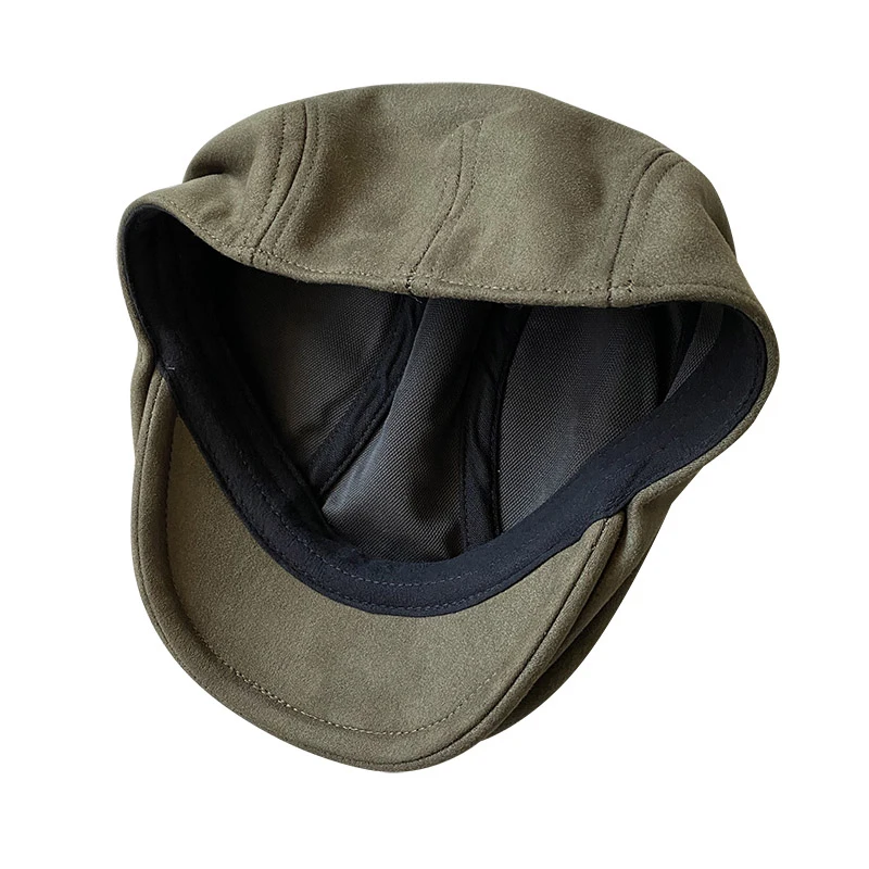 Береты весенне-осенние унисекс повседневные плоские шапки берет ArmyGreen винтажная