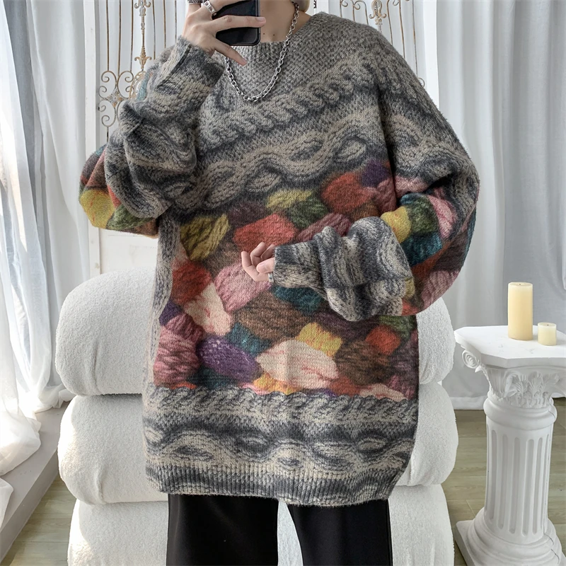 

Autumn and Winter New Knitted Sweater Male Student Trend Loose Youth Large Size Pullover Top Can Be Worn Outside