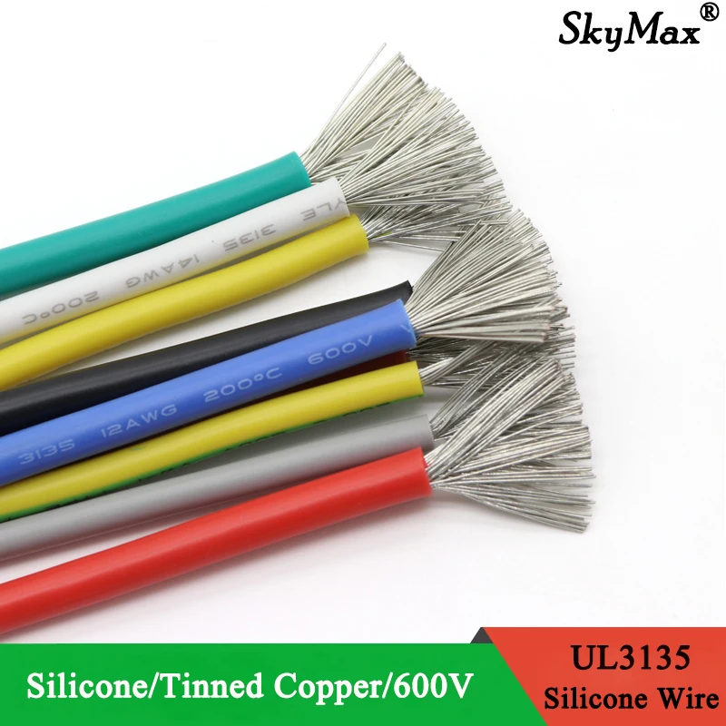 

2/5/10M UL3135 Soft Flexible Silicone Wire High Temperature Resistant 30 28 26 24 22 20 18 16 14 12 10AWG Electronic Copper Wire