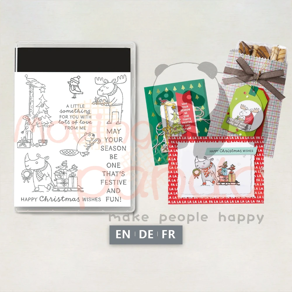 

MP795 Christmas Cute Animals Clear Stamps And Metal Cutting Dies For Diy Handmade Paper Card Scrapbooking Decorations Craft Dies