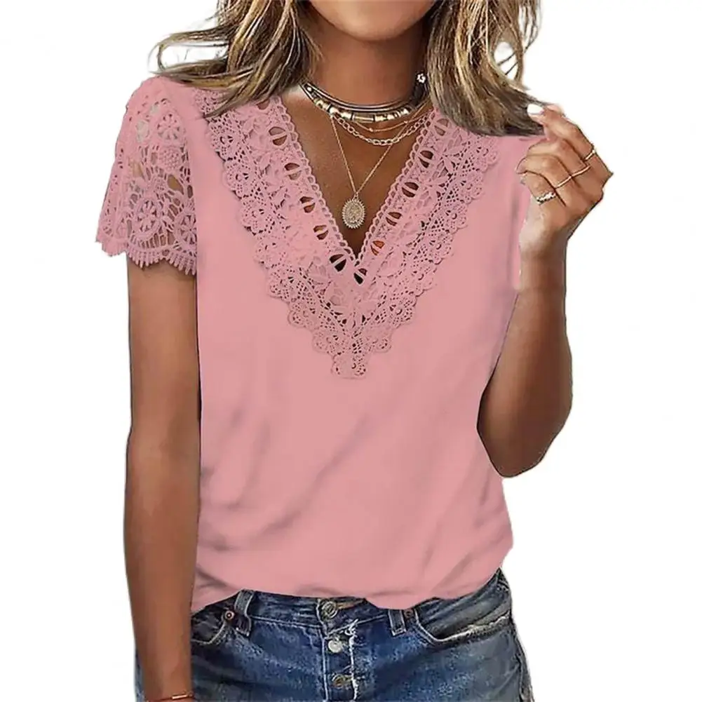

Women Summer Top Short Sleeve Ladies Shirt Pure Color Women T-shirt