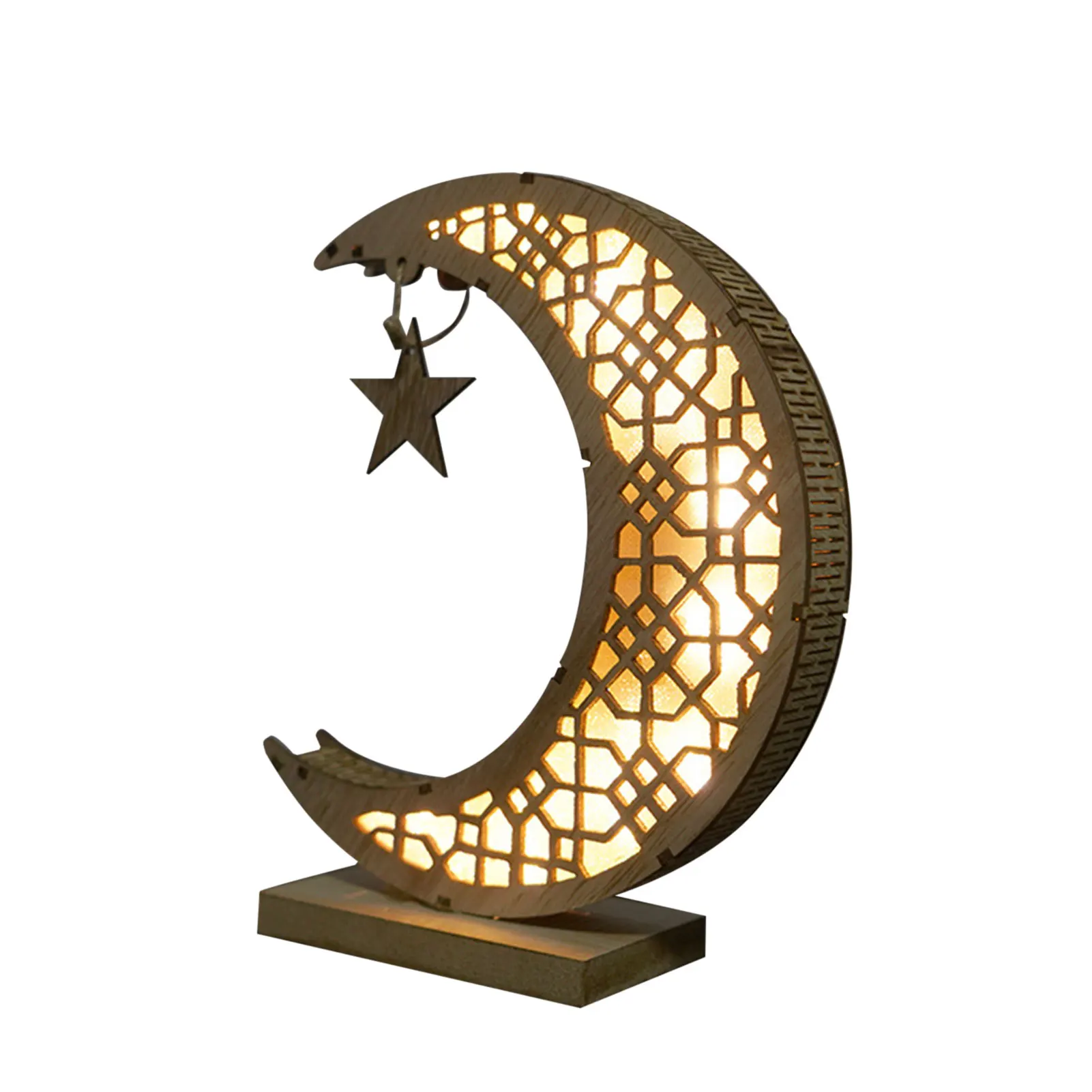 

Eid Mubarak Tabletop LED Ramadan Kareem Wooden Tabletop Ornament Bedside Night Lights Islam Muslim Eid Al Adha Luminous Decor