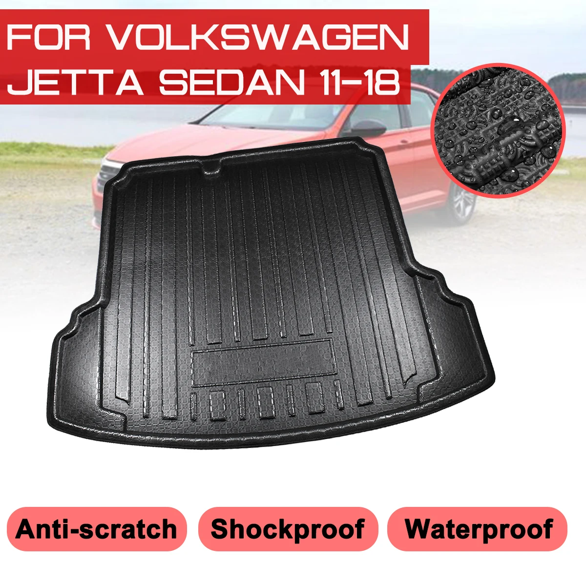 

Car Floor Mat Carpet For Volkswagen Jetta Sedan 2011-2018 Rear Trunk Anti-mud Cover