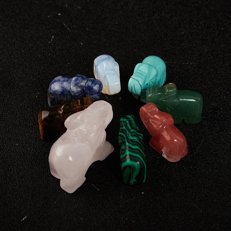 

Elephant Pattern Micro Landscape Natural Crystal Small Decoration Carved Crafts Home Desk Decoration 8 Style Option 2.5*1*1.7cm