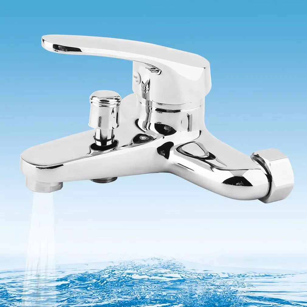 

NEW IN 304 Stainless Steel Double Holes Faucet And Shower Head Bathroom Dual Outlet Water-Tap Triple Valve Hot And Cold Water Fa