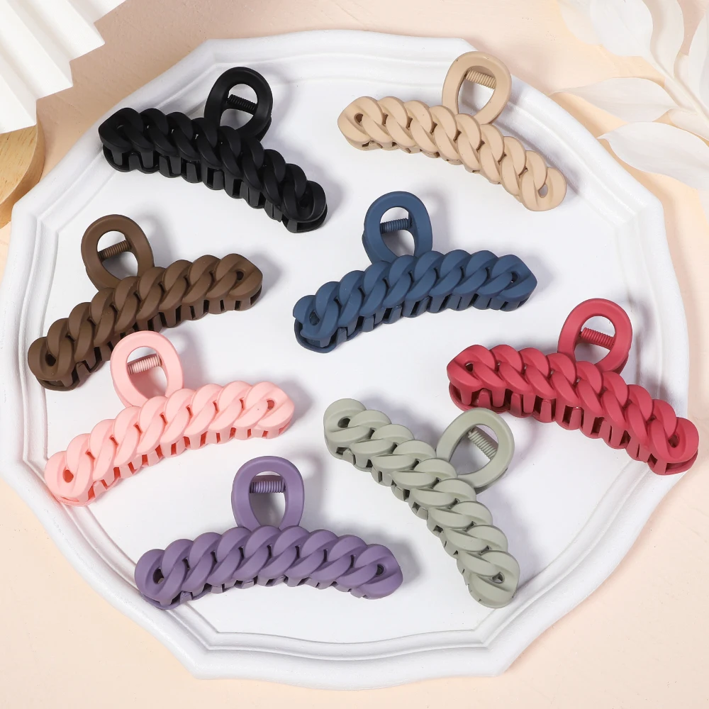 

New Elegant Solid Color Chain Large Hair Claw Women Girls Acrylic Hair Clips Hairpin Ponytail Fashion Headwear Hair Accessories