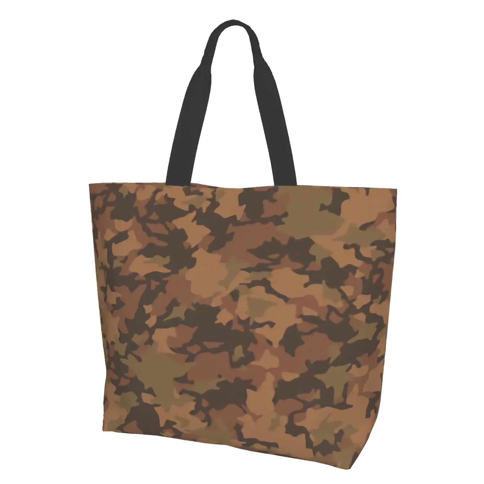 

Brown Camouflage Extra Large Grocery Bag Camo Reusable Tote Bag Shopping Travel Storage Tote Lightweight Washable Shoulder Bag