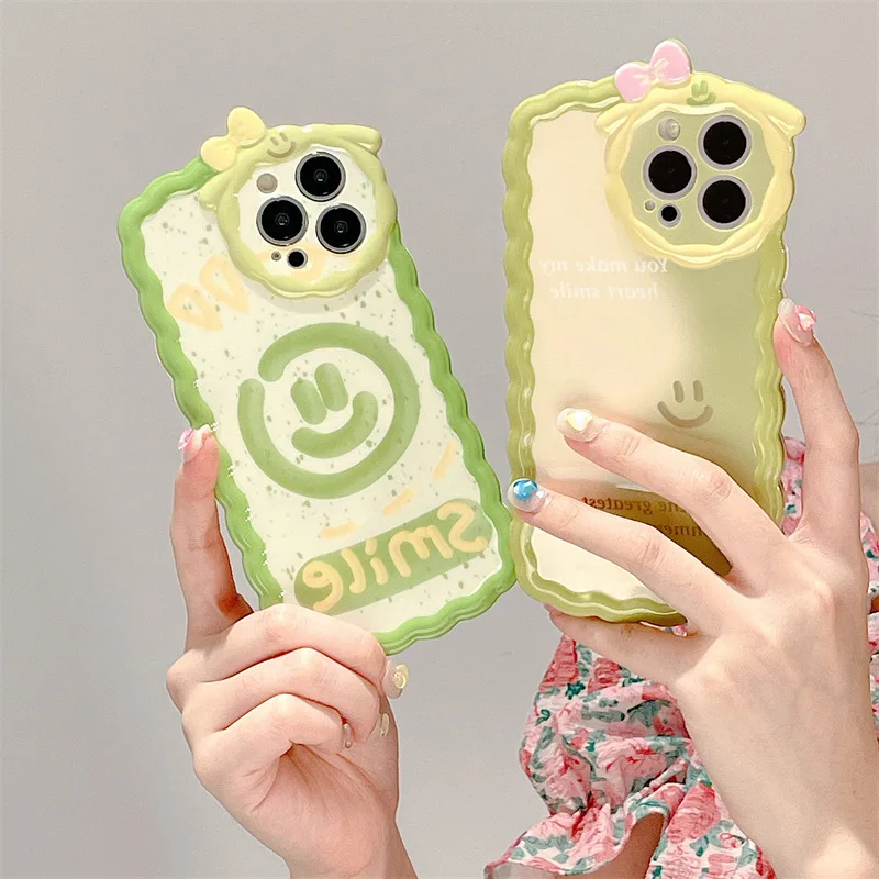 

Simple Smiling Face Bow Phone Case Cover for IPhone 14 Plus 11 12 13 14 Pro Shockproof Cases for IPhone 14 Pro Max Case for 14