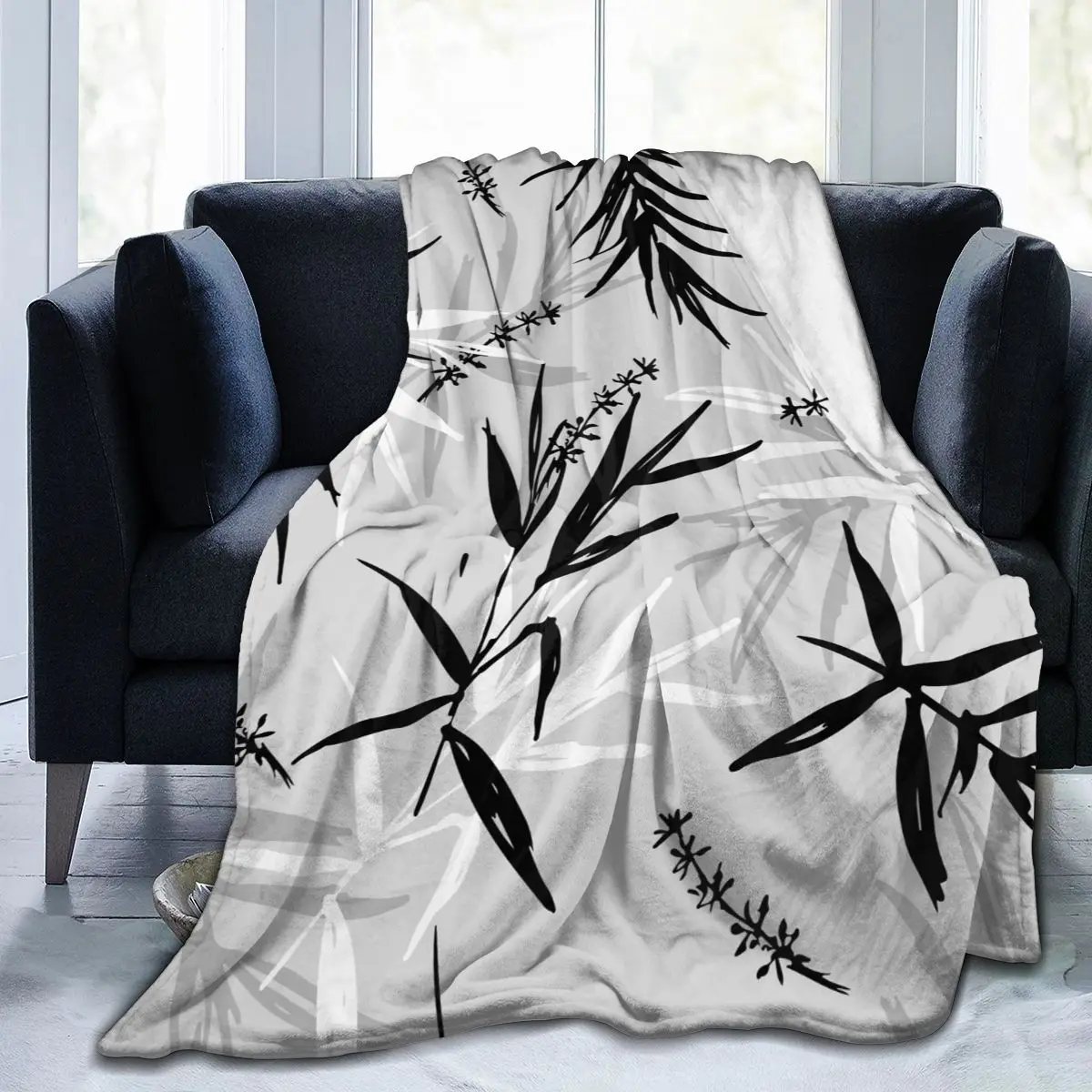 

Уникальное одеяло для друзей, бамбуковые листья и цветочные рисунки, прочное супермягкое удобное домашнее Подарочное одеяло