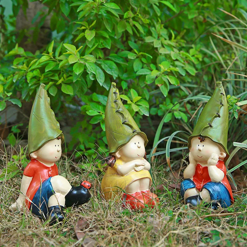 Pastoral Courtyard Elf Statue Garden Decoration Outdoor Resin Dwarfs Gnome Sculpture Patio Lawn Home Decor Miniature Figurines