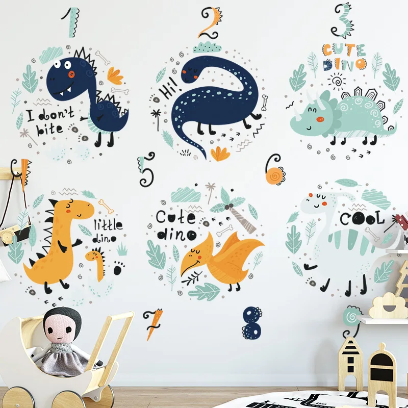 

Dinosaur Wall Stickers Removable for Kids Children Room Wall Decoration PVC Decals Self-addhesive Waterproof Wallpapers