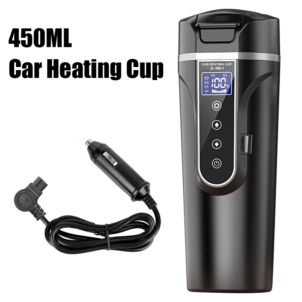 

LCD Display 450ML 12V/24V Coffee Mug Heat Preservation Car Heating Cup Water Warmer Bottle Stainless Steel Electric Kettle