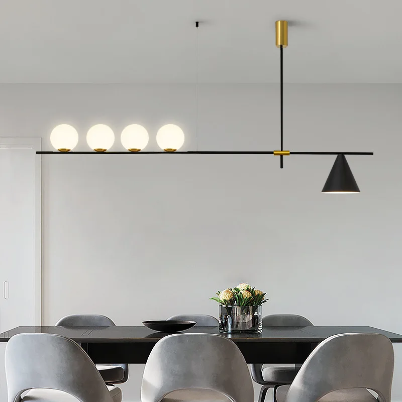 

Minimalist Restaurant Chandelier Modern Office LED Strip Luxury Nordic Creative Personality Dining Table Bar Hanging Lighting