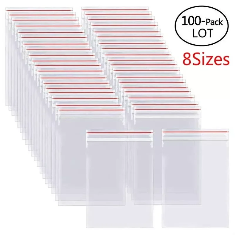 

100/300/500Pcs/Pack Resealable Plastic Zip Lock Bags Clear Poly Zip lock Bag Food Storage Reclosable Vacuum Fresh Organize Bag