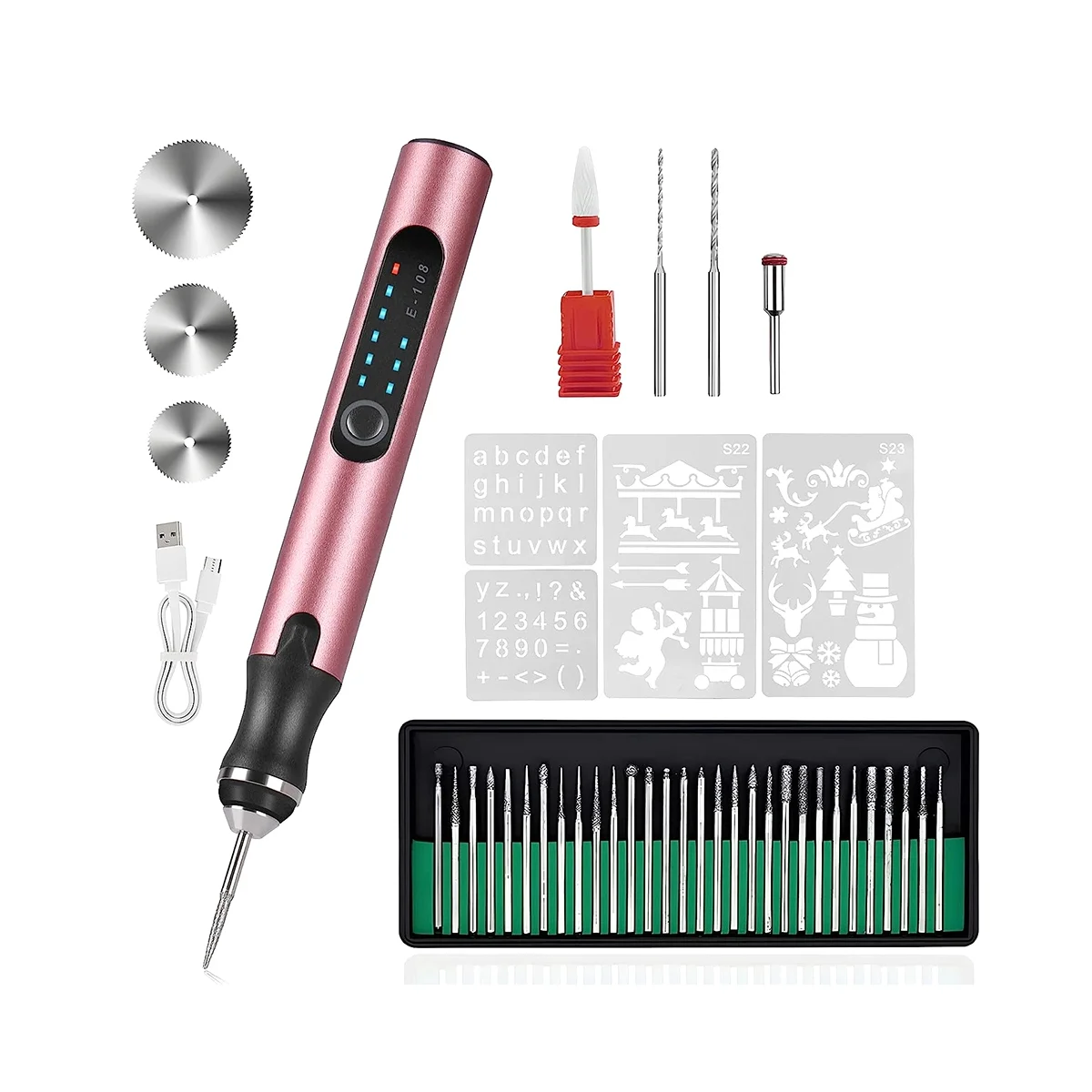 

Electric Engraving Pen with 37 Bits, Rechargeable Cordless Engraving Machine, DIY Engraver for Wood Glass Stone Carving