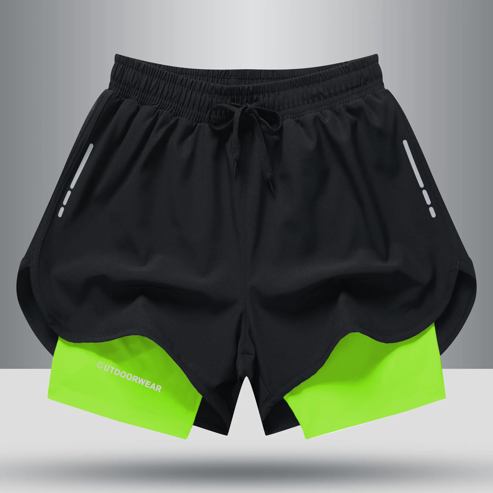 Men Quick Drying Trunks  Basketball Marathon Running Fitness Three Point Shorts FakeTwo Pairs Of Anti-slip Bathing Slips