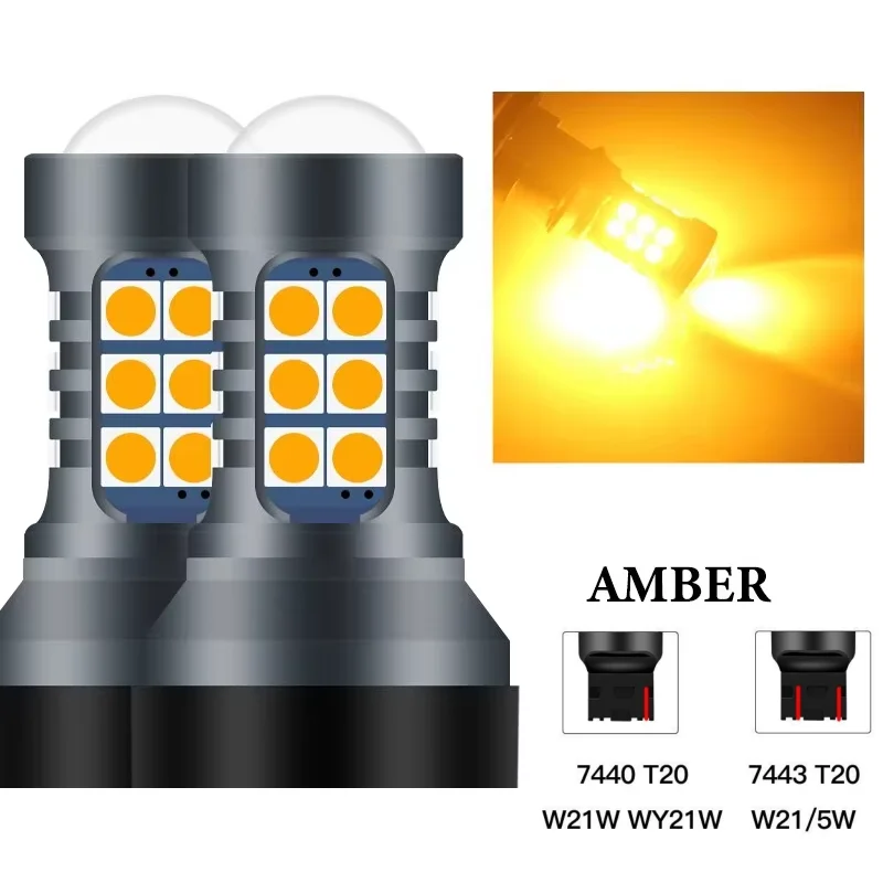 

2 Шт. T20 LED 7440 7443 WY21W W21W Автомобильные Сигнальные Лампы Супер Яркие 3030SMD Универсальные Фонари Заднего Хода Для А...