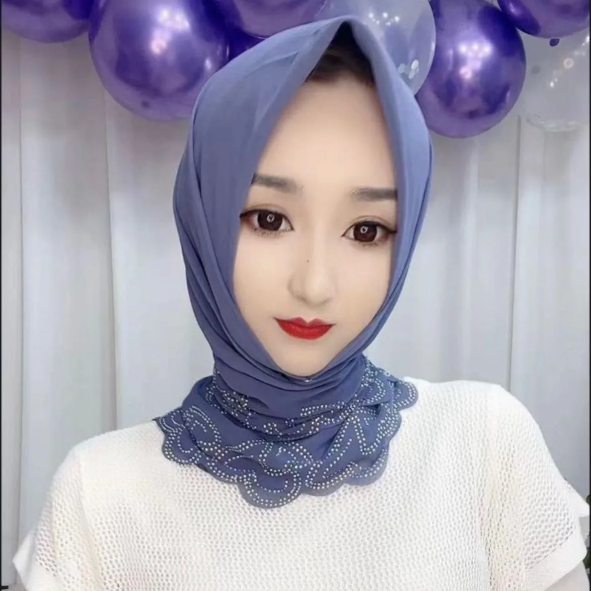 

Sweet Style Summer Moslem Young Girls Chiffon Shayla Hijab Wears 100cm