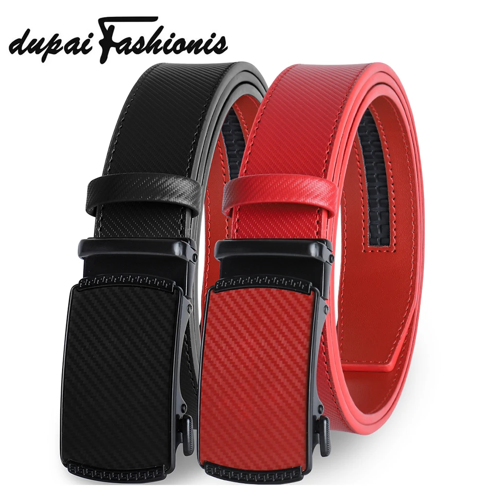 DUPAI FASHIONIS Genuine Cow Leather Automatic Belt For Men Formal Automatic Buckle Belt Genuine Leather Mens business Strap
