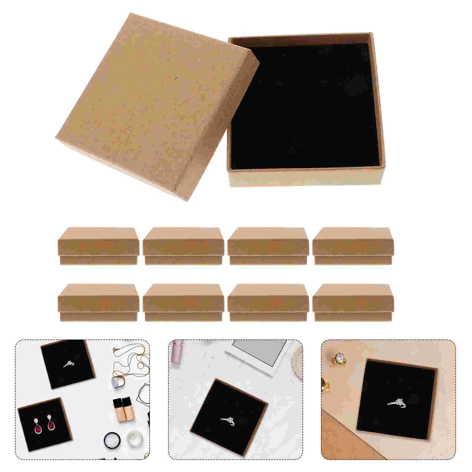 

10pcs Paper Jewelries Box Kraft Paper Boxes Kraft Paper Ring Gift Box Box Box Box Jewelry Holder