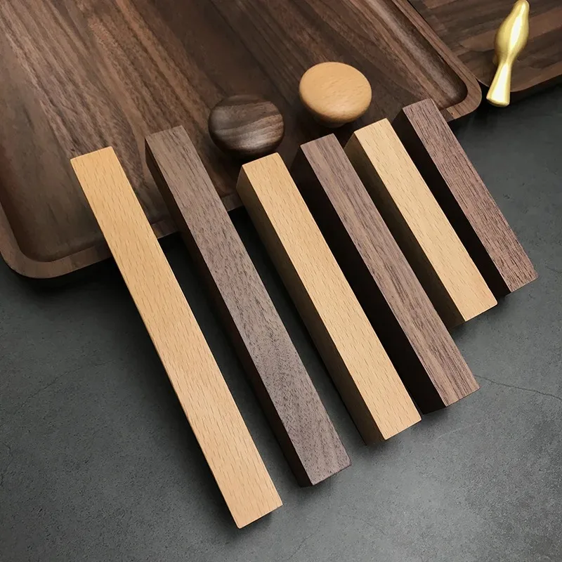 Дверные ручки шкафа из цельного дерева дверные ящика деревянные для мебельной