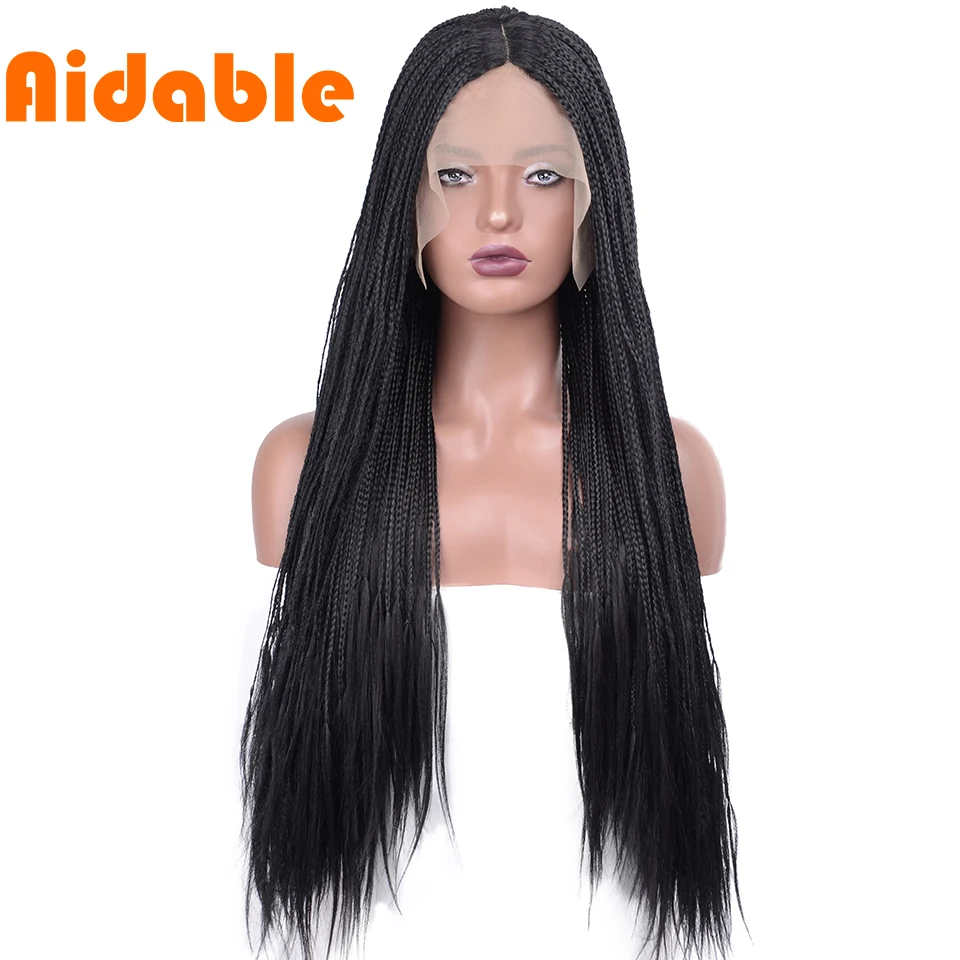 Braided Wigs Synthetic Lace Front Wigs Long Braid Wigs For Women Knotless Box Braided Wigs for Black Women Black Wig Daily Use