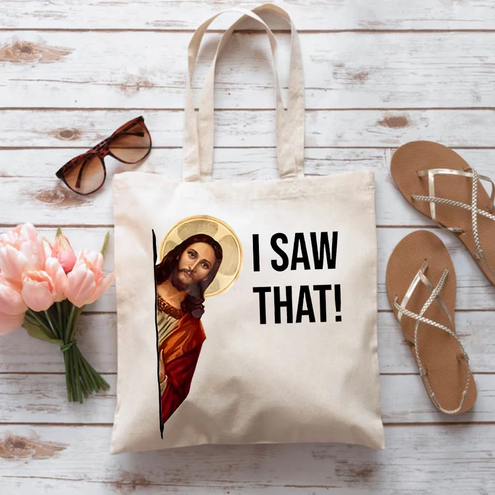 Иисус I Saw That Женские сумки Мем Подарок Забавная женская сумка для женщин Женская